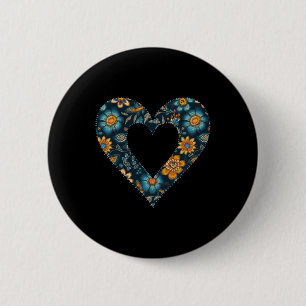 Retro Ukrainian Style Floral Pattern Ukraine Heart 6 Cm Round Badge