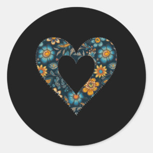 Retro Ukrainian Style Floral Pattern Ukraine Heart Classic Round Sticker