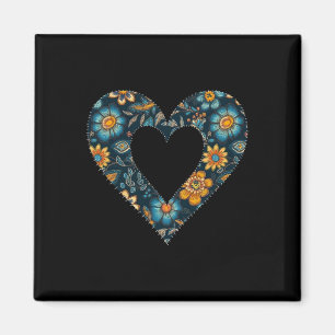 Retro Ukrainian Style Floral Pattern Ukraine Heart Magnet