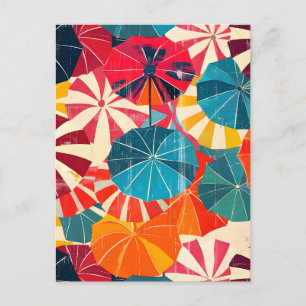 Retro Umbrella Rainy Day Pop Art Announcement Postcard