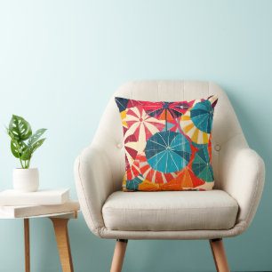 Retro Umbrella Rainy Day Pop Art Cushion