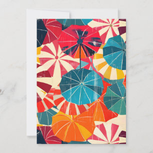 Retro Umbrella Rainy Day Pop Art Holiday Card