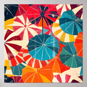 Retro Umbrella Rainy Day Pop Art Poster