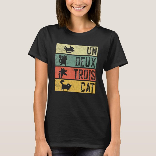 Retro Un Deux Trois Ca Kitty French  Cat T-Shirt (Front)