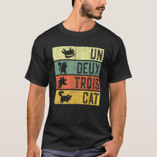 Retro Un Deux Trois Ca Meowy French Cat T-Shirt