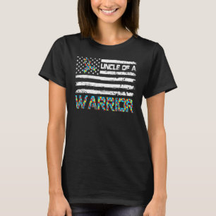 Retro Uncle Of A Warrior Autism Awareness Day Amer T-Shirt