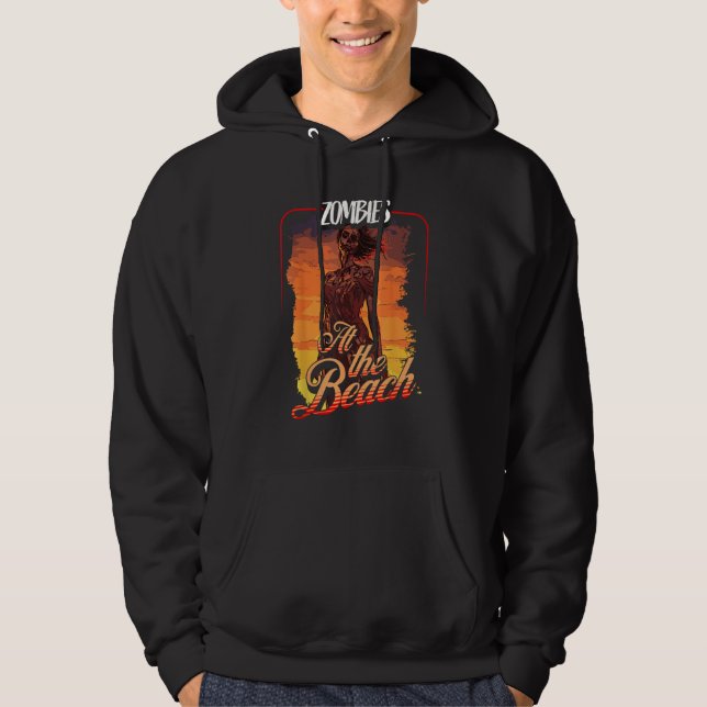 Retro Undead Horror  Zombies at the Beach  Sun  Su Hoodie (Front)