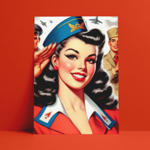 Retro Uniform Pin-up Postcard