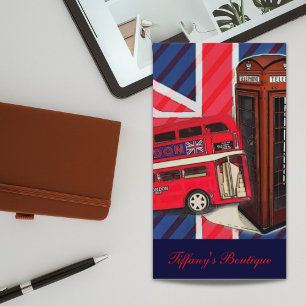 Retro Union Jack London Bus red telephone booth Business Card