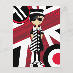 Retro Union Jack Mod Girl Postcard