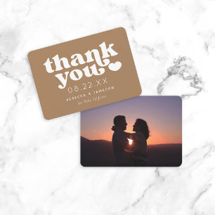 Retro Union Light Brown Camel Wedding Thank You Invitation
