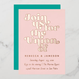 Retro Union Wedding Blush Teal Rose