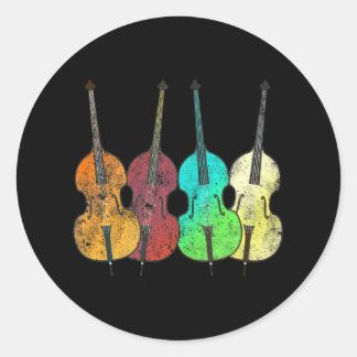 Retro Upright Bass Classical Music Classic Round Sticker
