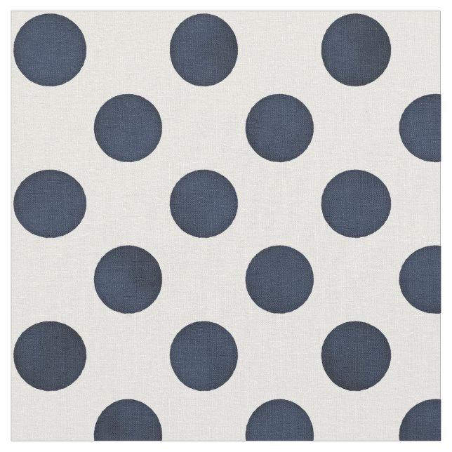 Retro upscale indigo blue white polka dots pattern fabric (Close Up)