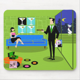 Retro Urban Cartoon Couple Mousepad