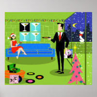 Retro Urban Christmas Couple Poster