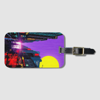 Retro Urban Cityscape Personalised Luggage Tag