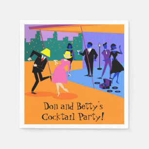 Retro Urban Rooftop Party Paper Napkins
