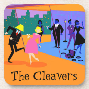 Retro Urban Rooftop Party Plastic Coasters