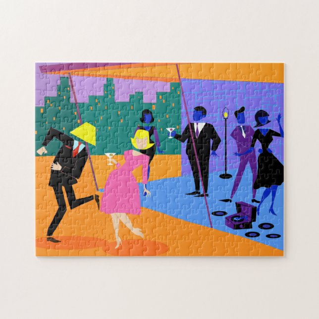 Retro Urban Rooftop Party Puzzle (Horizontal)