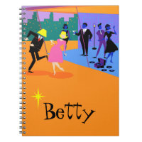Retro Urban Rooftop Party Spiral Notebook