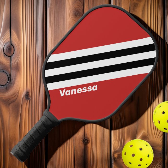 Retro Urban Zebra Stripes with Name Pickleball Paddle (Creator Uploaded)