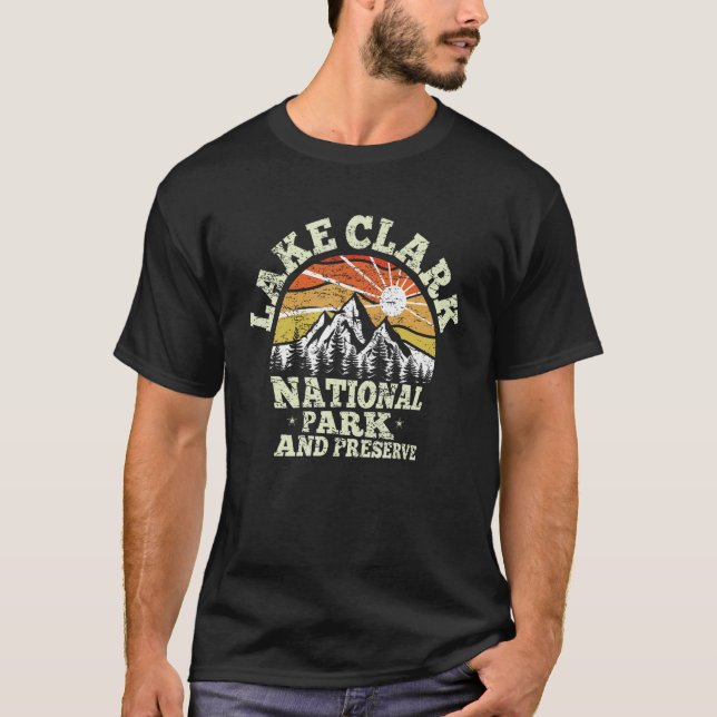 Retro US Alaska 1980 Lake Clark National Park and  T-Shirt (Front)