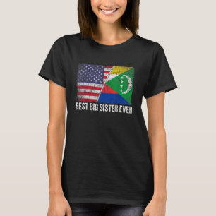 Retro Us Comoros Flag Best Big Sister Ever Mother T-Shirt