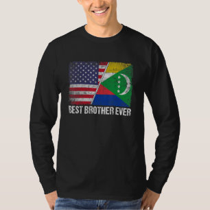 Retro Us Comoros Flag Best Brother Ever Father's T-Shirt
