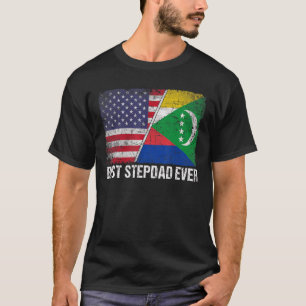 Retro Us Comoros Flag Best Stepdad Ever  Father's  T-Shirt