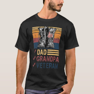 Retro Us Flag Combat Boots Dad Grandpa Veteran Day T-Shirt