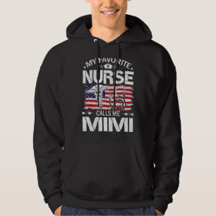 Retro Us Flag My Favourite Nurse Calls Me Mimi Mot Hoodie