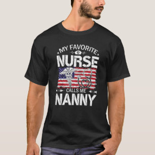 Retro Us Flag My Favourite Nurse Calls Me Nanny Mo T-Shirt