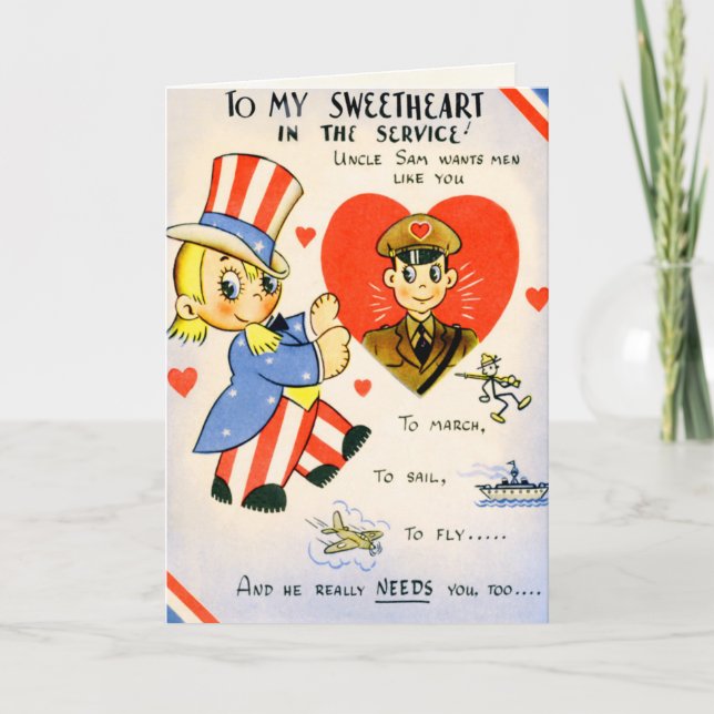 Retro US Military Valentine's Day Card (Front)