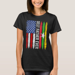 Retro Us Myanmar Flag Best Father Ever  Father's D T-Shirt