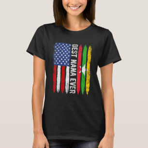 Retro Us Myanmar Flag Best Nana Ever  Mother's Day T-Shirt