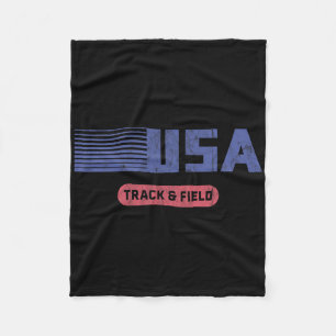 Retro Usa 2020 Team American Track And Field Vinta Fleece Blanket