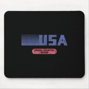 Retro Usa 2022 Team American Cross Country Skiing Mouse Pad