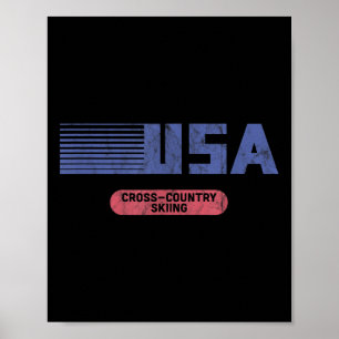 Retro Usa 2022 Team American Cross Country Skiing Poster