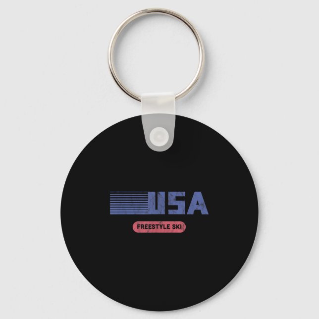 Retro Usa 2022 Team American Freestyle Skiing Ski  Key Ring (Front)