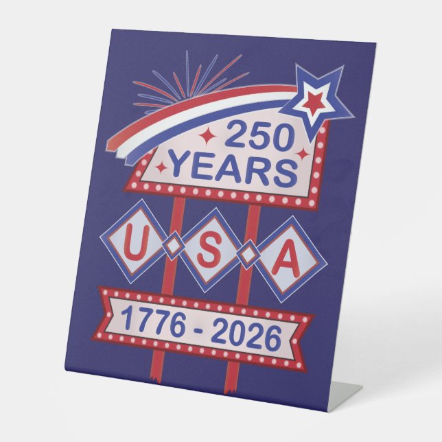 Retro USA 250th Anniversary Marquee Sign 1776-2026 (Front)