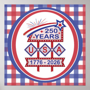 Retro USA 250th Anniversary Marquee Sign 1776-2026