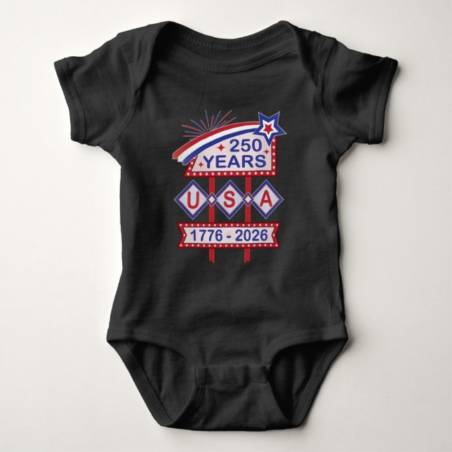 Retro USA 250th Anniversary Marquee Sign 1776-2026 Baby Bodysuit (Front)