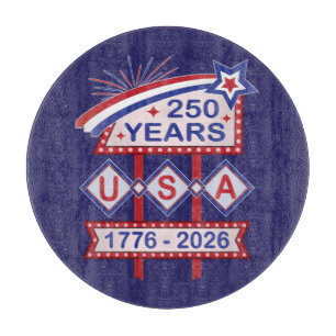Retro USA 250th Anniversary Marquee Sign 1776-2026 Cutting Board