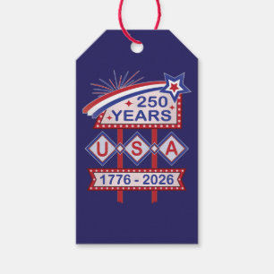 Retro USA 250th Anniversary Marquee Sign 1776-2026 Gift Tags