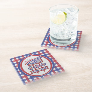 Retro USA 250th Anniversary Marquee Sign 1776-2026 Glass Coaster