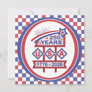 Retro USA 250th Anniversary Marquee Sign 1776-2026 Invitation