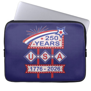 Retro USA 250th Anniversary Marquee Sign 1776-2026 Laptop Sleeve