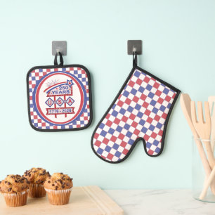 Retro USA 250th Anniversary Marquee Sign 1776-2026 Oven Mitt & Pot Holder Set