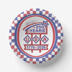 Retro USA 250th Anniversary Marquee Sign 1776-2026 Paper Plate
